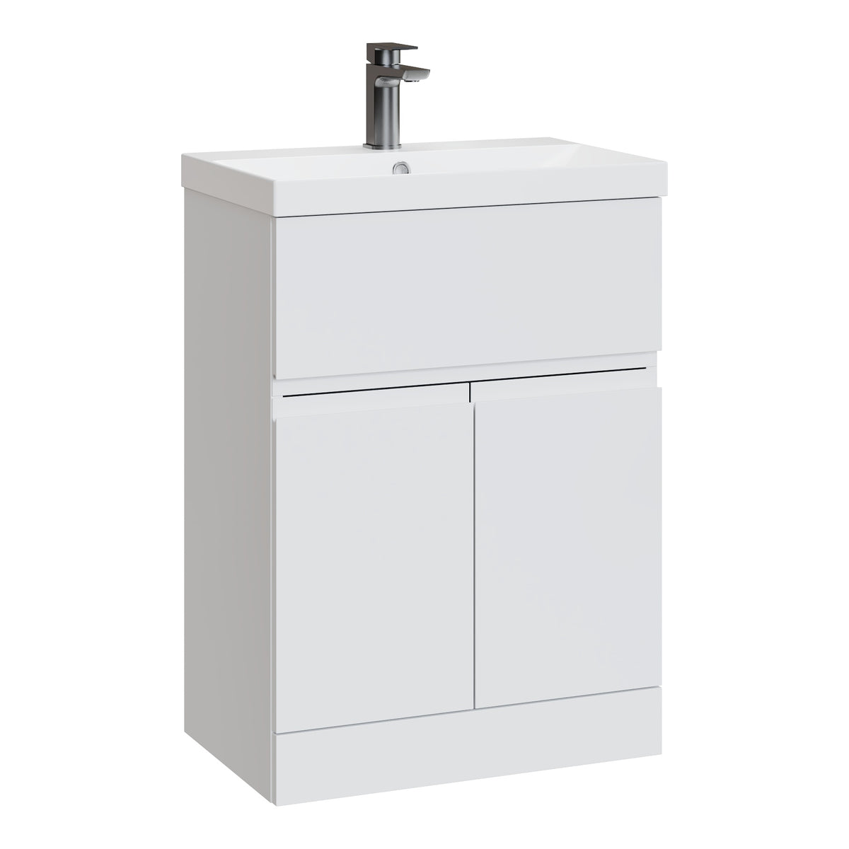 Fairford Finesse 600mm Satin White Floor Standing Vanity Unit, with Top Drawer