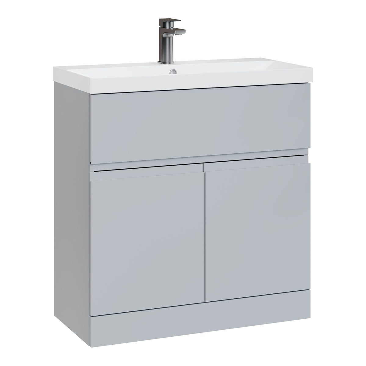 Fairford Finesse 800mm Satin Grey Floor Standing Vanity Unit, with Top Drawer