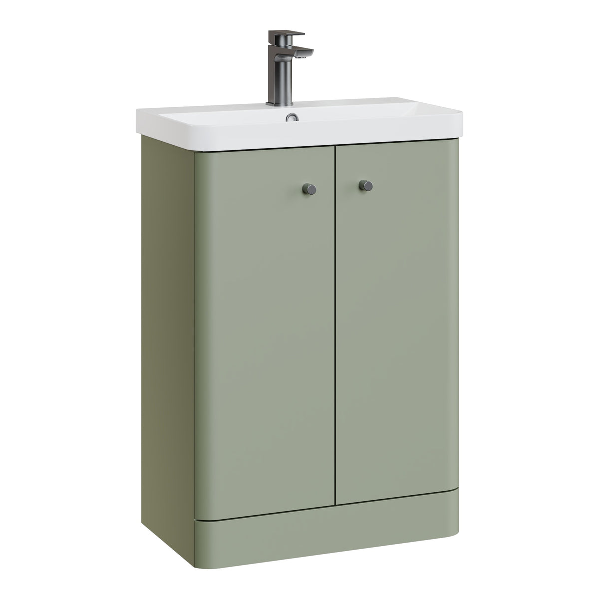 Fairford Crayo Satin Green 600mm 2 Door Floorstanding Vanity Unit
