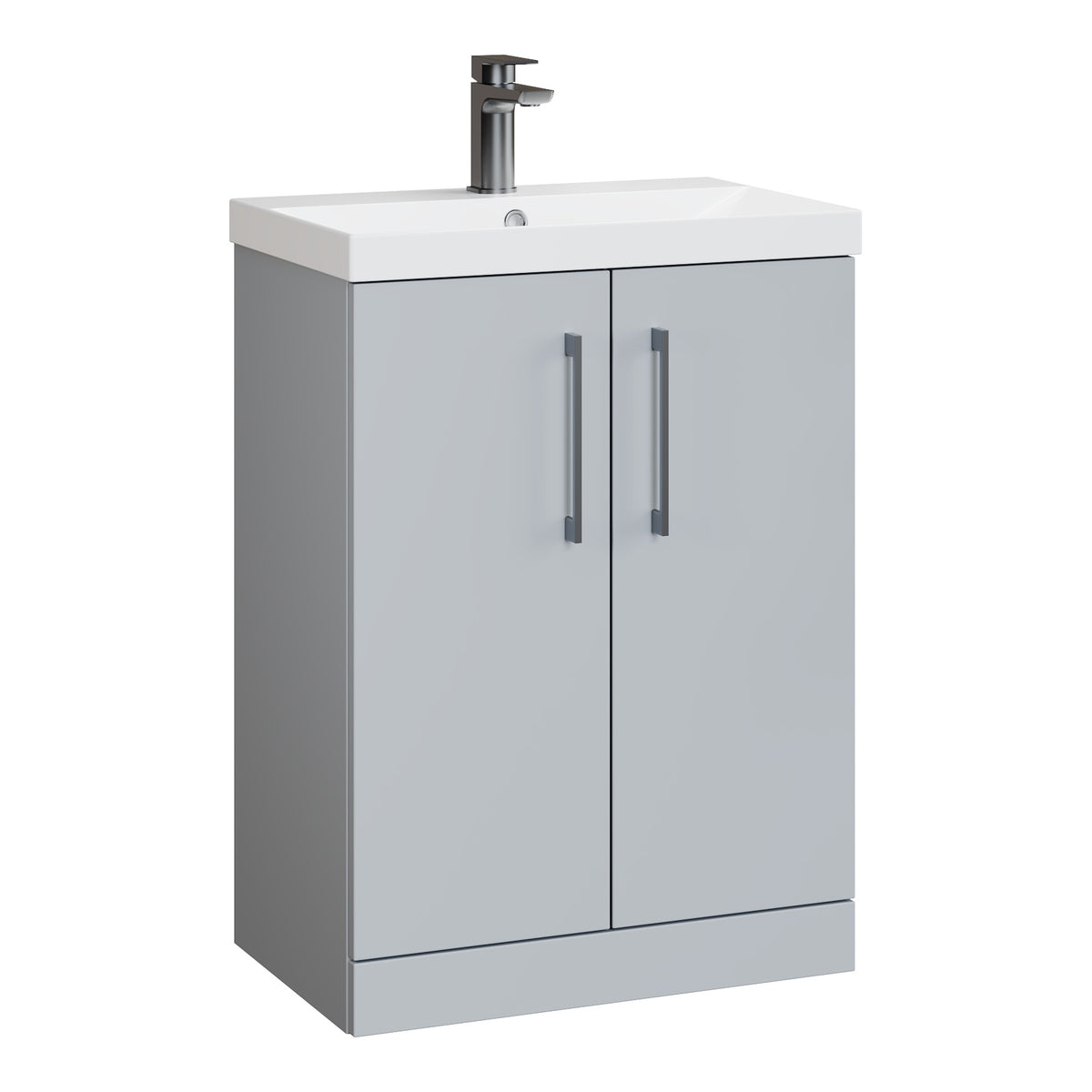 Fairford Aspri Satin Grey 600mm 2 Door Floorstanding Vanity Unit