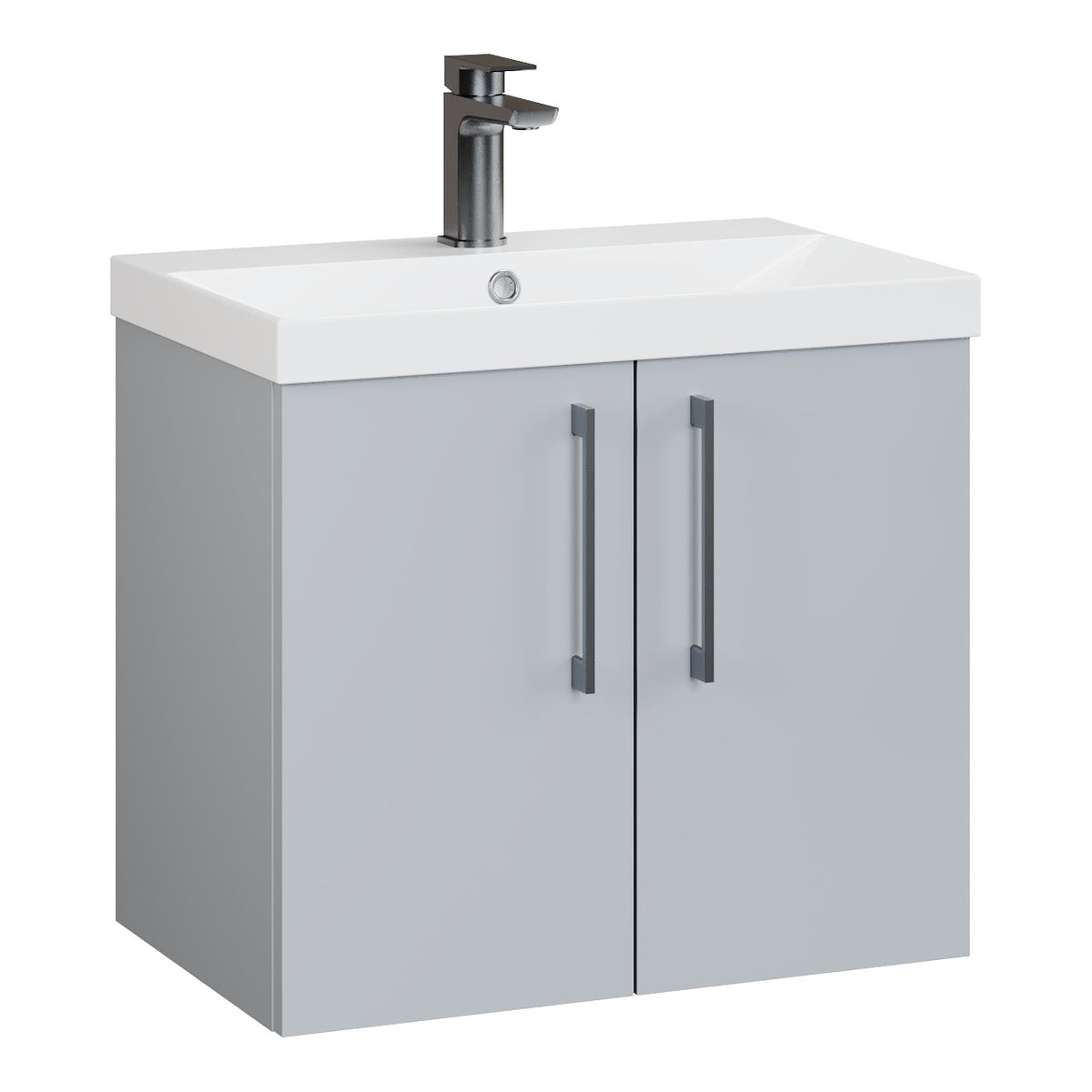 Fairford Aspri Satin Grey 600mm 2 Door Wall Hung Vanity Unit