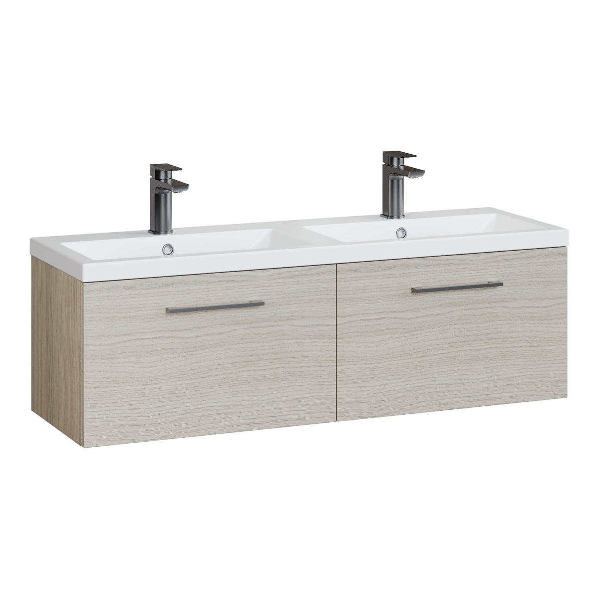 Fairford Aspri Solace Oak 1200mm 2 Drawer Wall Hung Vanity Unit
