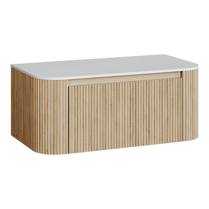 Fairford Sophia Country Oak 870mm Wall Hung Vanity Unit with Worktop