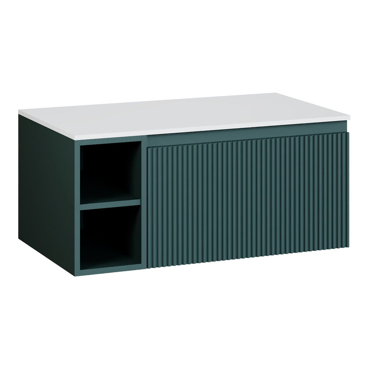 Fairford Sophia Smoked Sage 800mm Wall Hung Vanity Unit with Left Hand Storage and Worktop