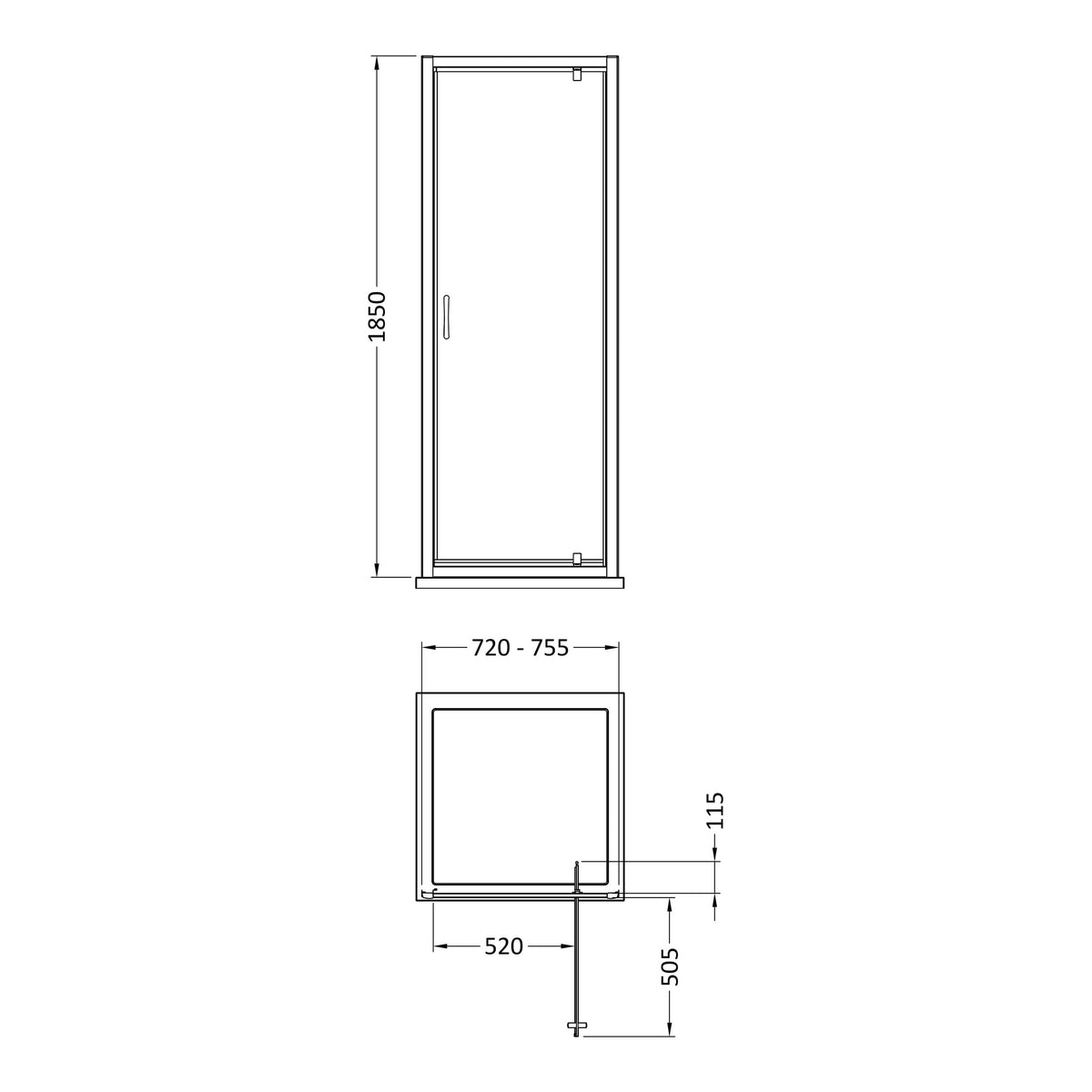 Fairford 5mm 760mm Chrome Pivot Shower Door