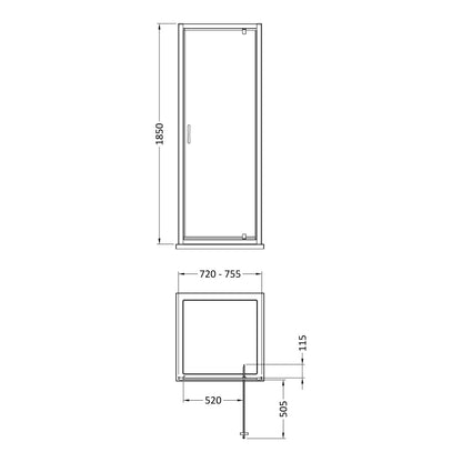 Fairford 5mm 760mm Chrome Pivot Shower Door