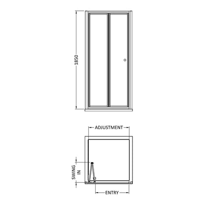 Fairford 5mm 900mm Chrome Bifold Shower Door