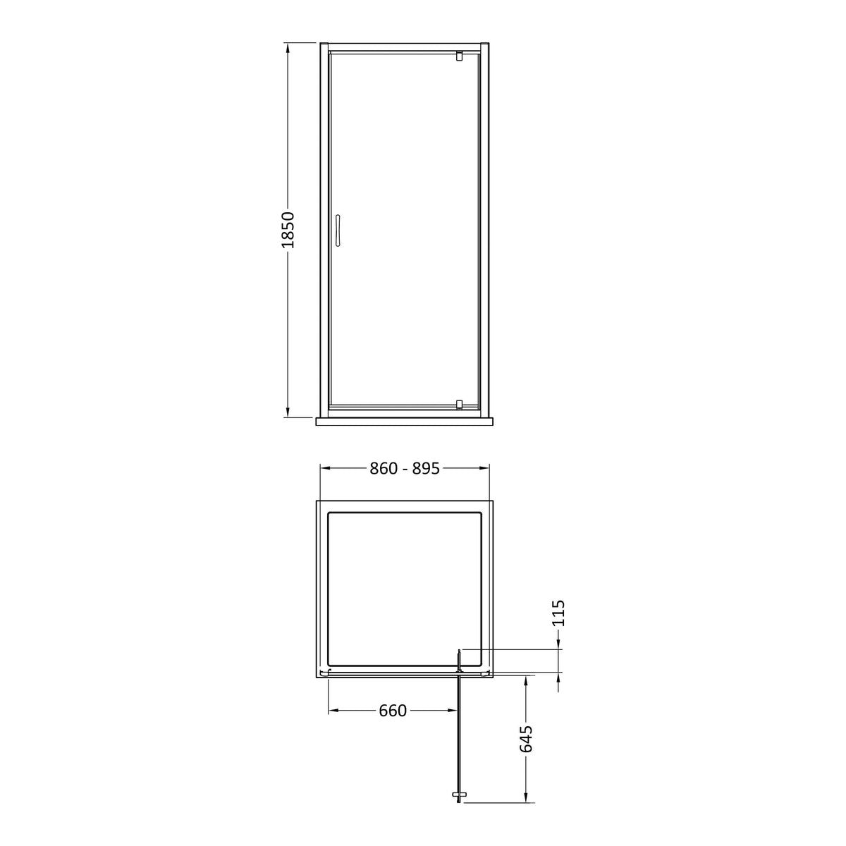 Fairford 5mm 900mm Chrome Pivot Shower Door