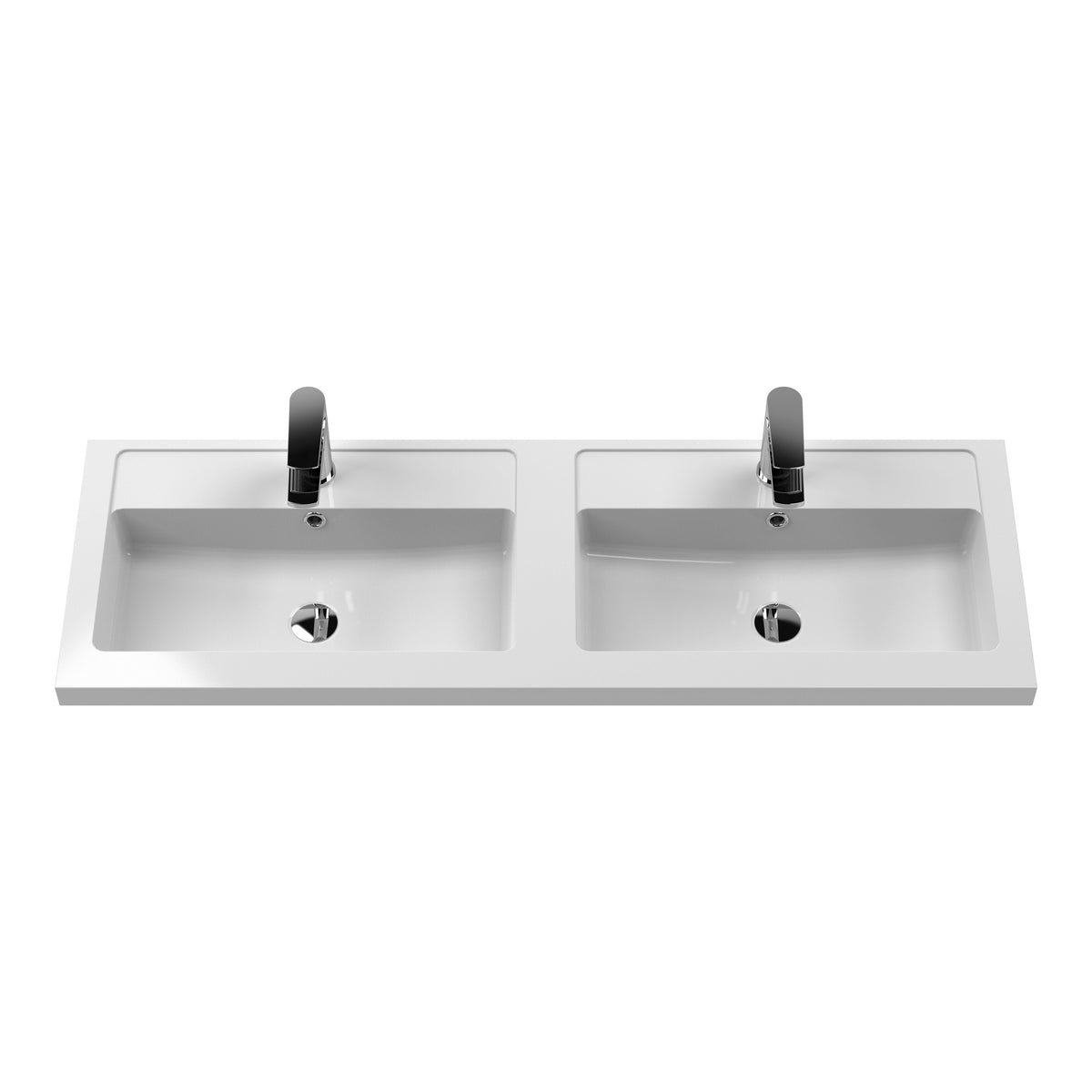 Fairford Aspri Gloss White 1200mm Floorstanding Double Vanity Unit with Doors and Basin