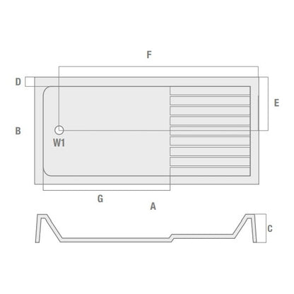 Fairford 1600 x 800 x 40mm Walk-In Shower Tray