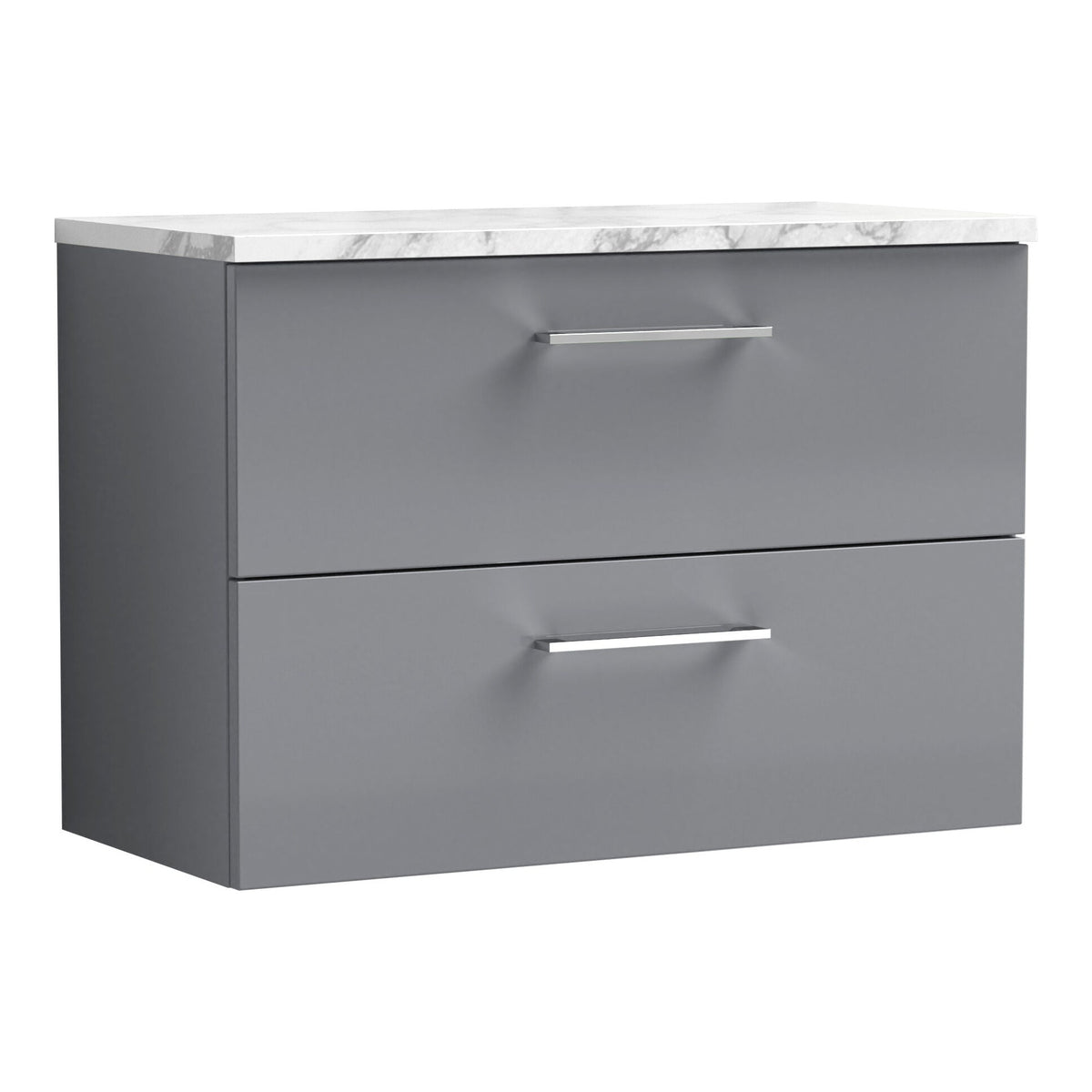 Fairford Aspri Satin Grey 800mm 2 Drawer Wall Hung Vanity Unit with Worktop