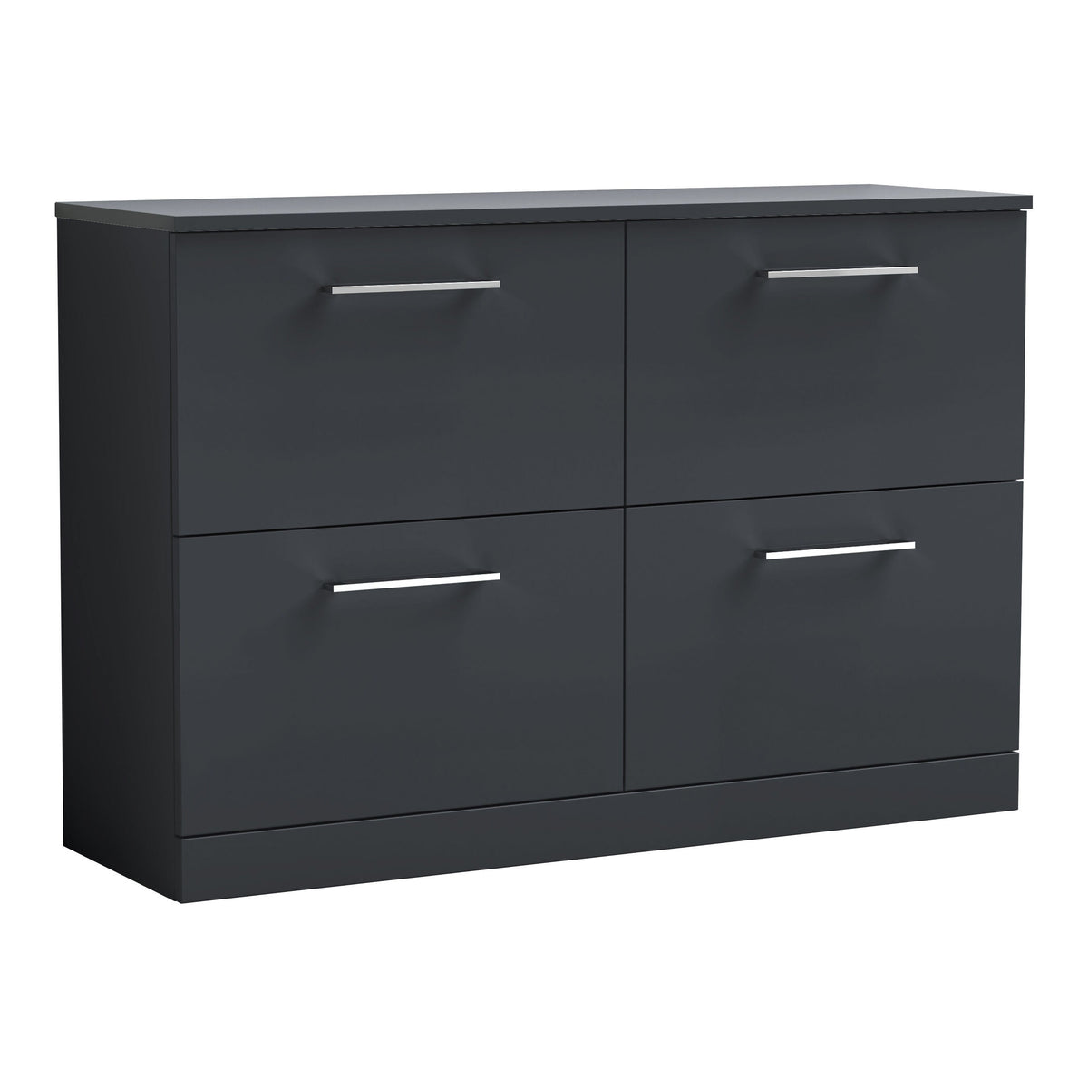 Fairford Aspri Soft Black 1200mm 4 Drawer Floorstanding Vanity Unit with Worktop