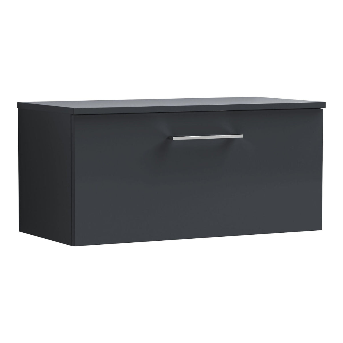 Fairford Aspri Soft Black 600mm 1 Drawer Wall Hung Vanity Unit with Worktop