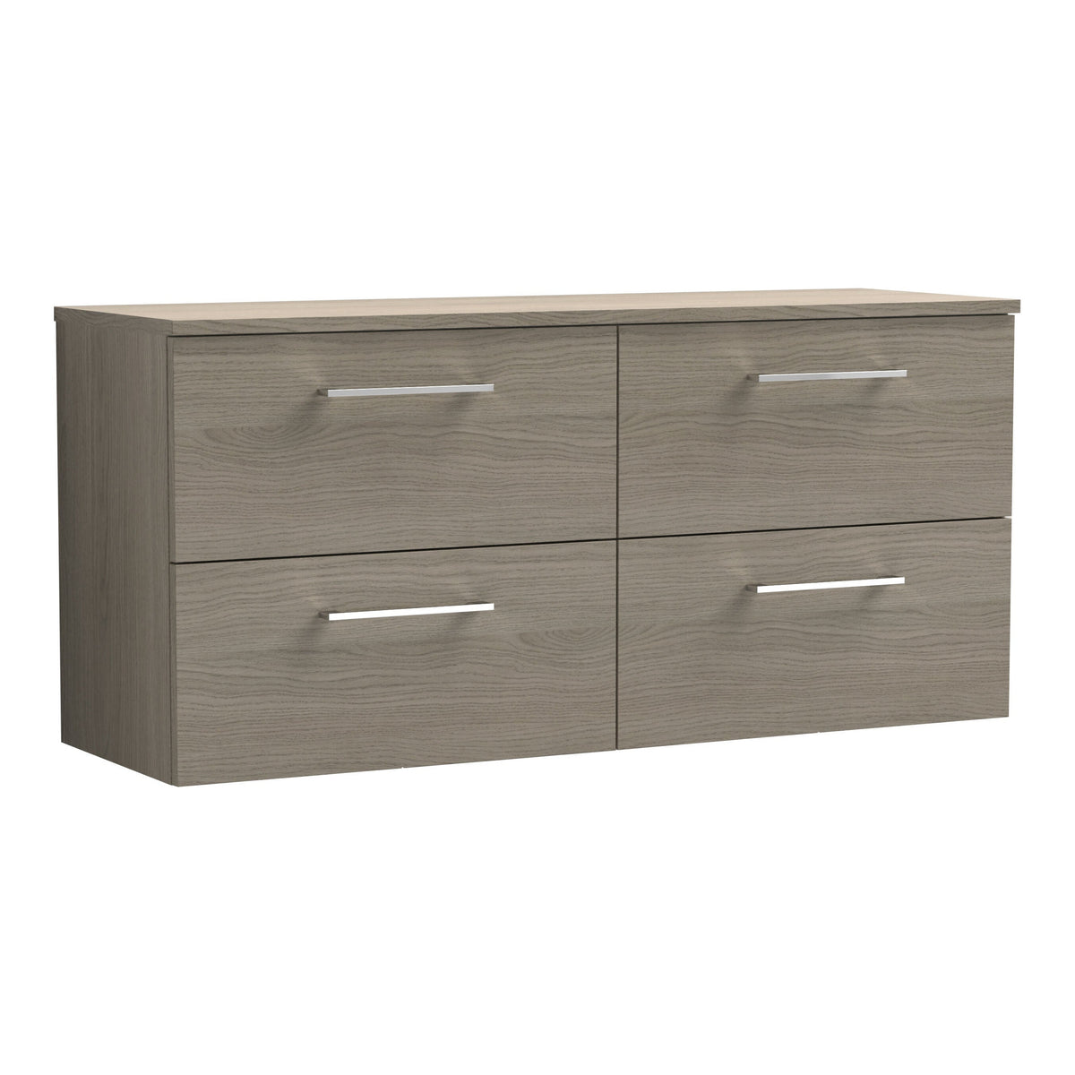 Fairford Aspri Solace Oak 1200mm 4 Drawer Wall Hung Vanity Unit with Worktop