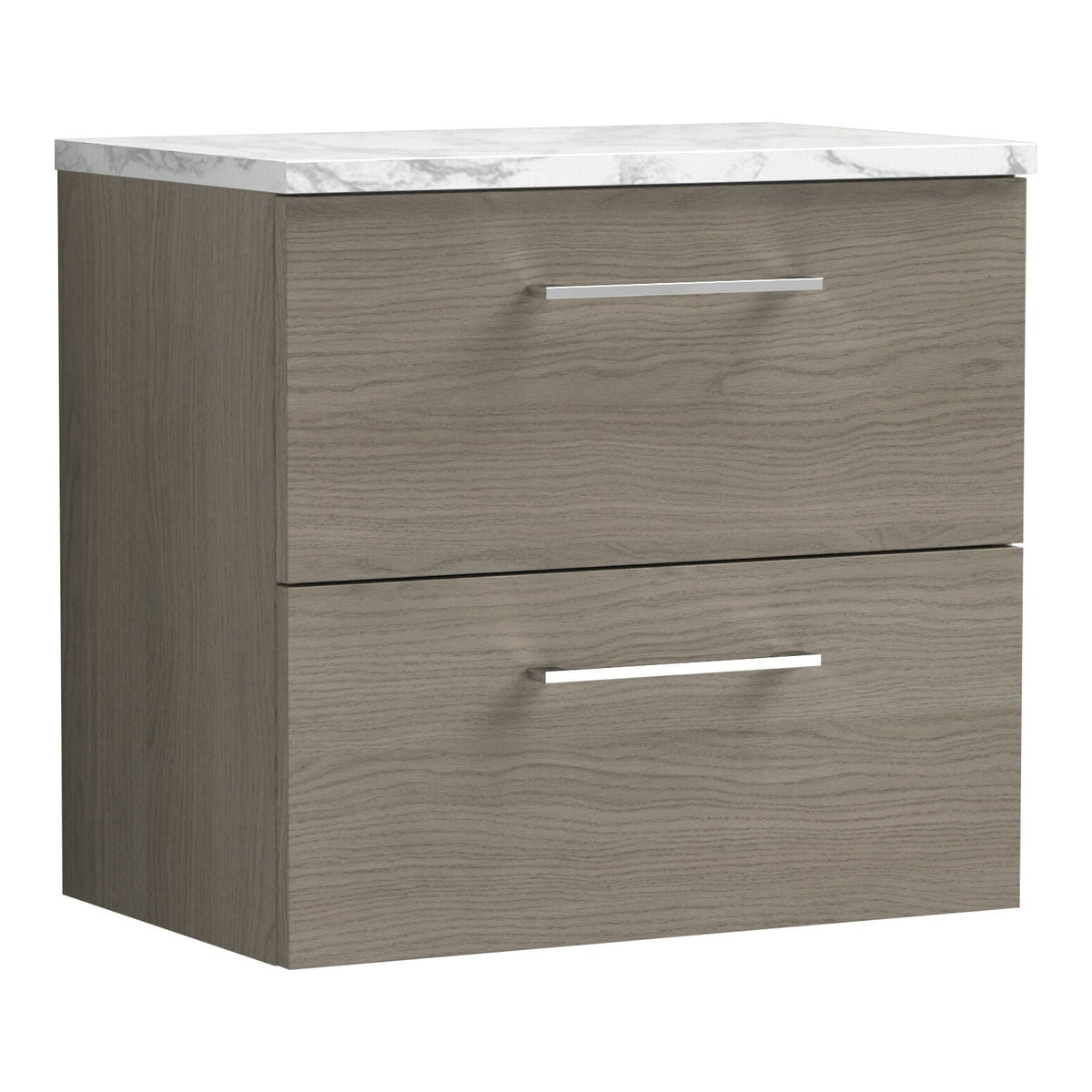 Fairford Aspri Solace Oak 600mm 2 Drawer Wall Hung Vanity Unit with Worktop