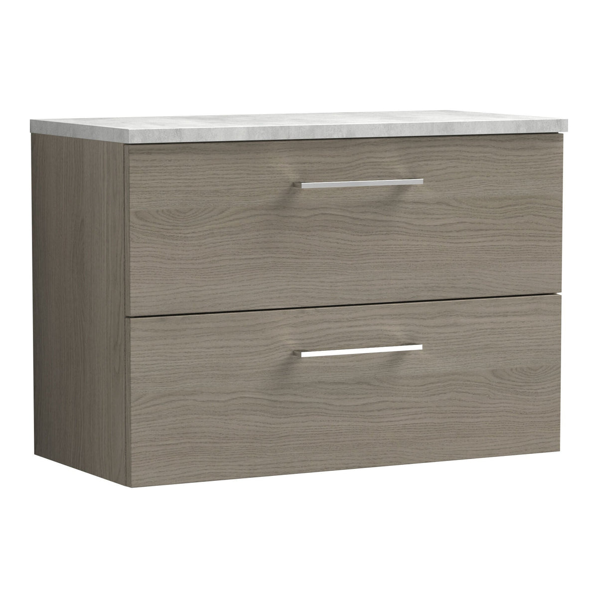 Fairford Aspri Solace Oak 800mm 2 Drawer Wall Hung Vanity Unit with Worktop