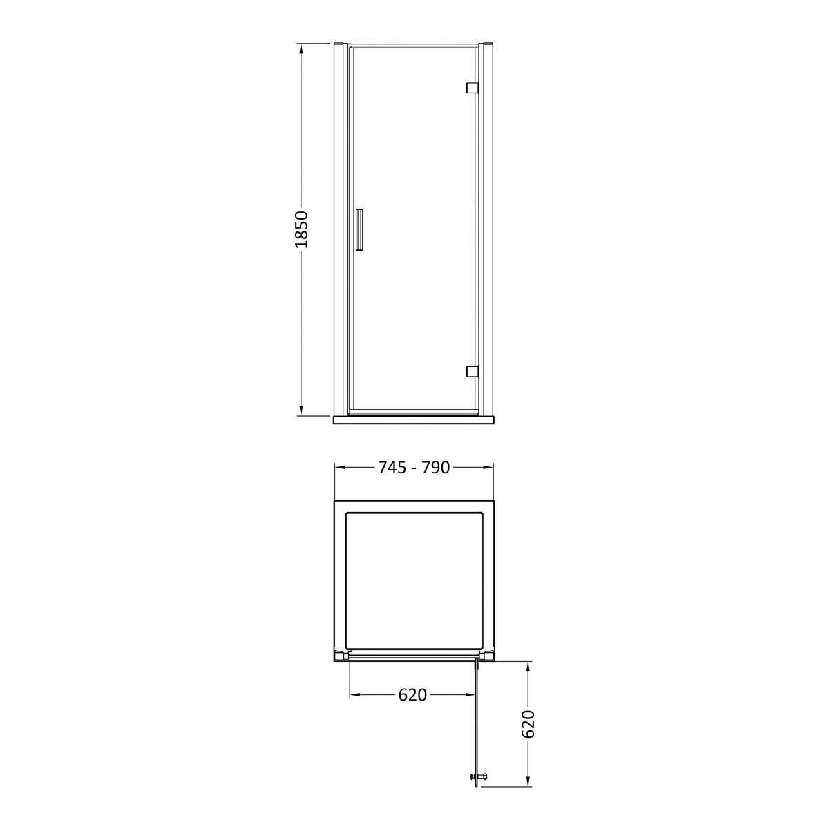 Fairford 6mm 800mm Hinged Shower Door