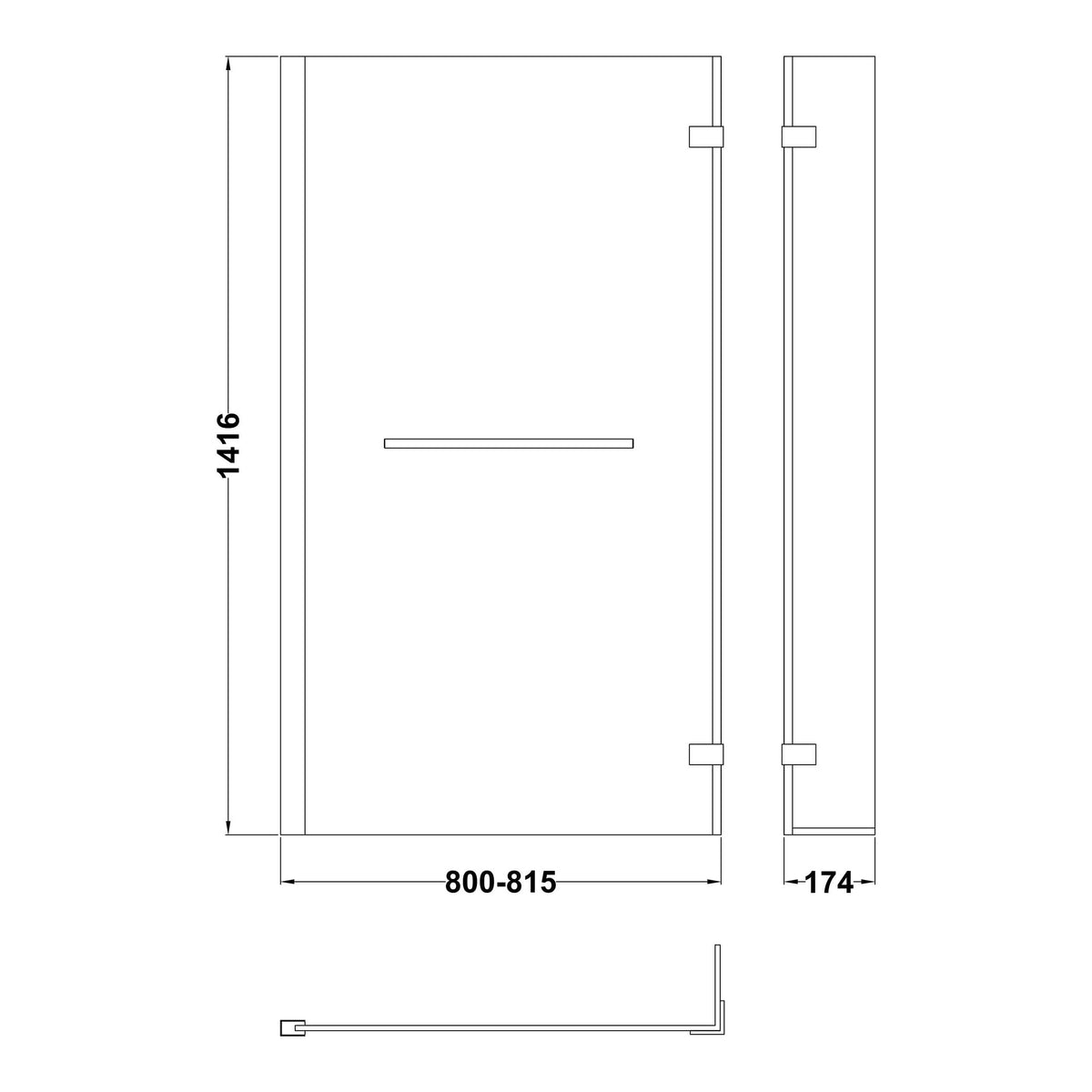 Fairford 6mm L Shaped Shower Bath Screen, Fixed at Wall with End Hinge