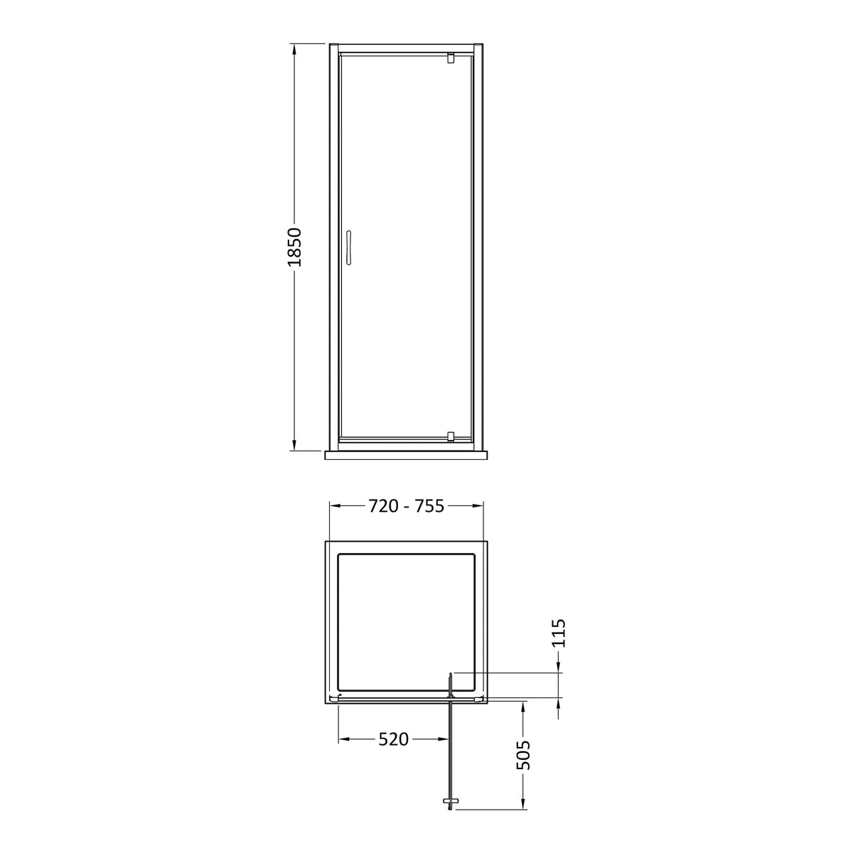 Fairford 6mm, 760mm Pivot Shower Door 33064076