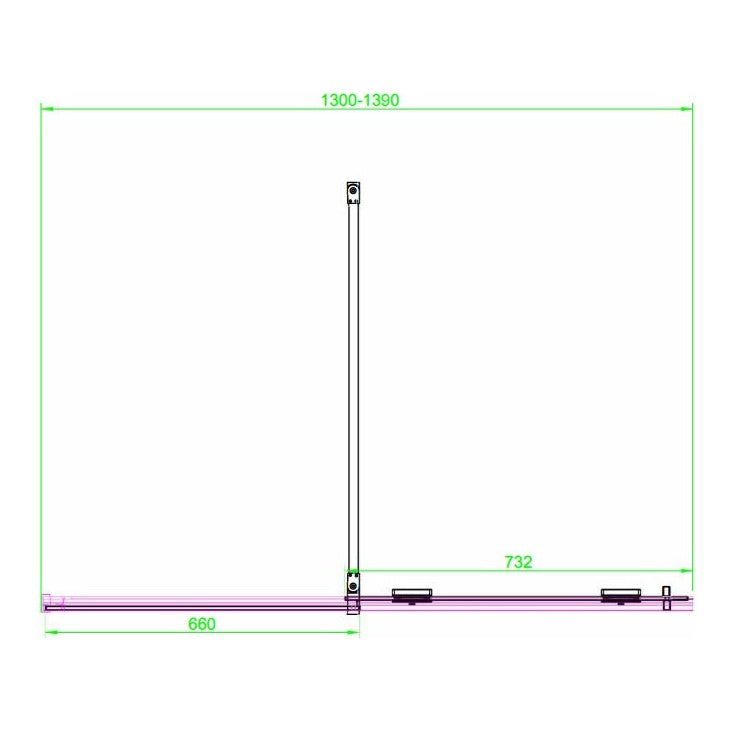 Fairford 8mm Frameless 1400mm Brushed Brass Sliding Shower Door