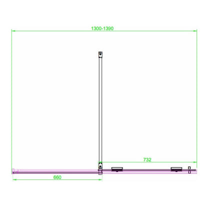 Fairford 8mm Frameless 1400mm Gunmetal Sliding Shower Door