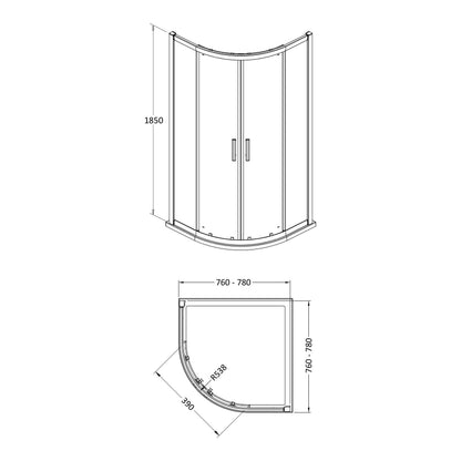 Fairford 6mm 800 x 800mm Quadrant Shower Enclosure