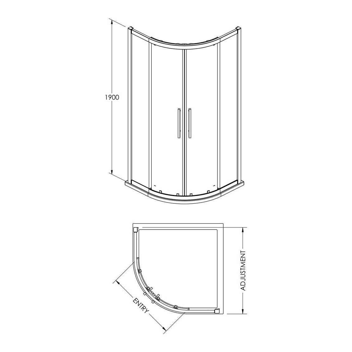Fairford 8mm Matt Black Lined, 900 x 900mm Quadrant Enclosure