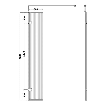 Fairford 8mm Brushed Brass Fluted Hinged Return Panel