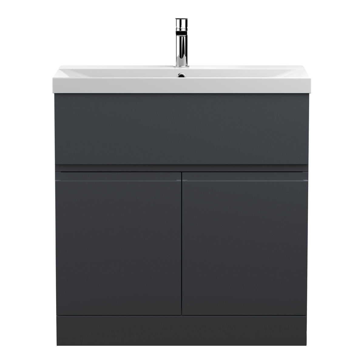 Fairford Finesse Soft Black 800mm 2 Door Floorstanding Vanity Unit with Top Drawer