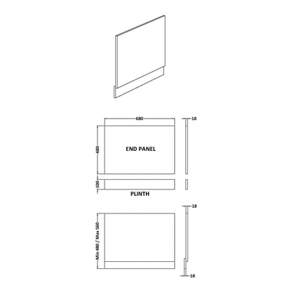 Fairford Light Gloss Grey 700mm Bath End Panel with Plinth