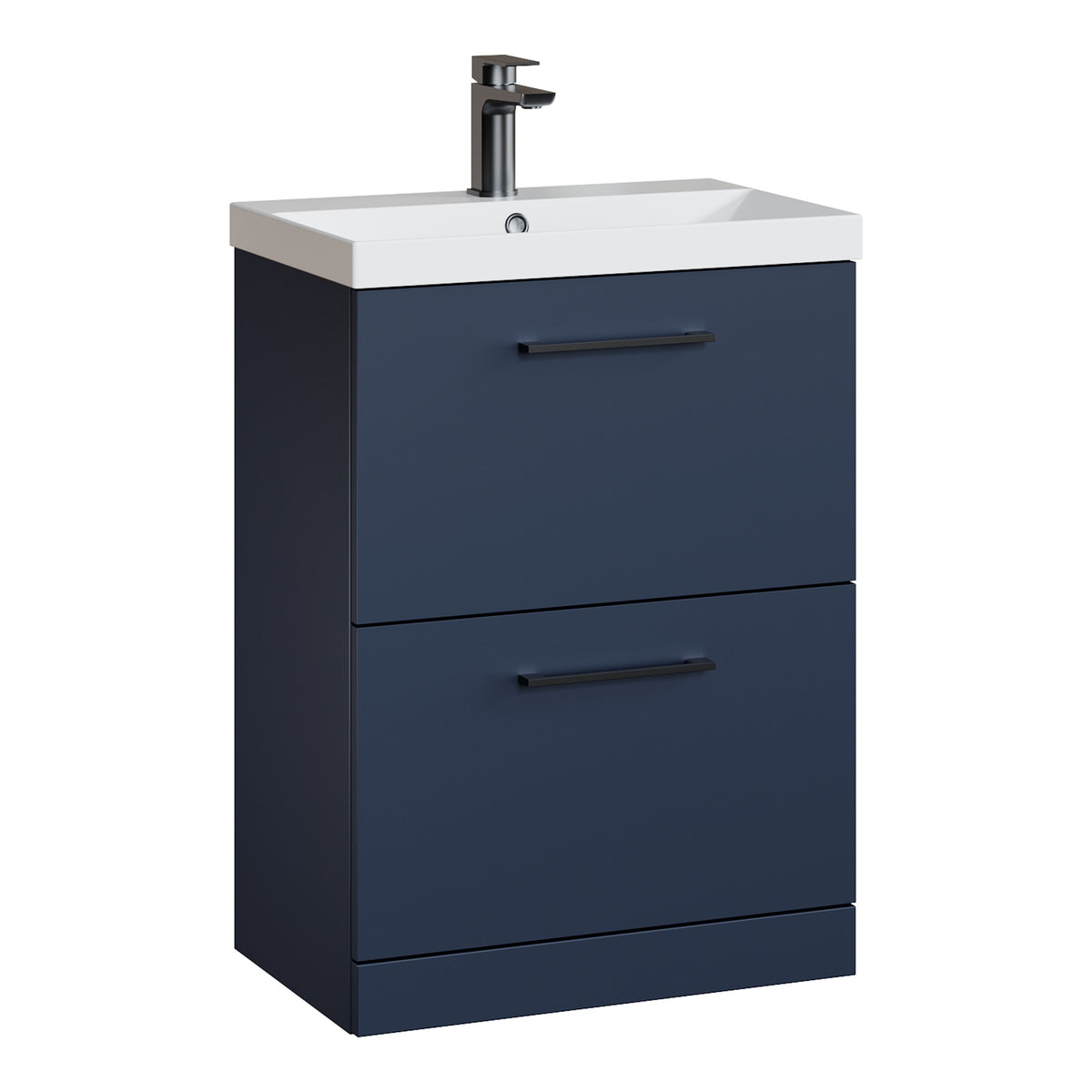 Fairford Aspri Midnight Blue 600mm 2 Drawer Floorstanding Vanity Unit