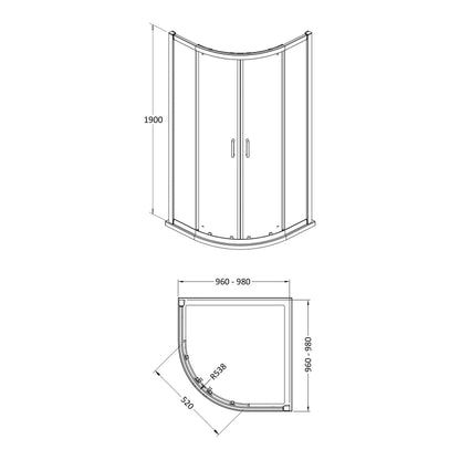 Quadrant enclosure dimension drawing