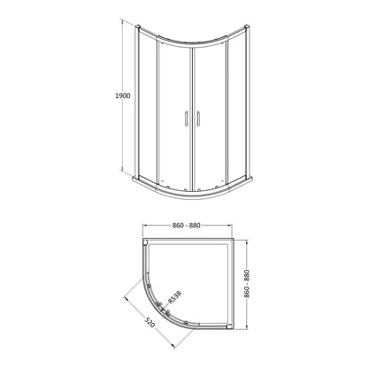 Quadrant enclosure dimension drawing