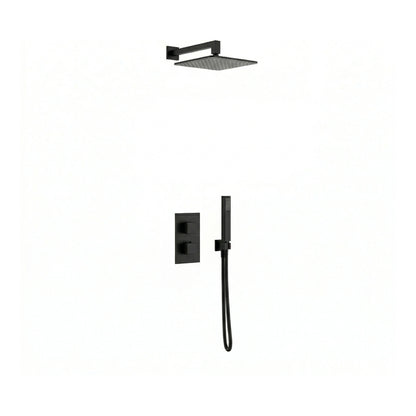 Fairford Una Matt Black Concealed Shower Kit with Overhead and Handset