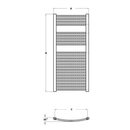 Fairford 400mm x 1000mm Curved Chrome Towel Rail