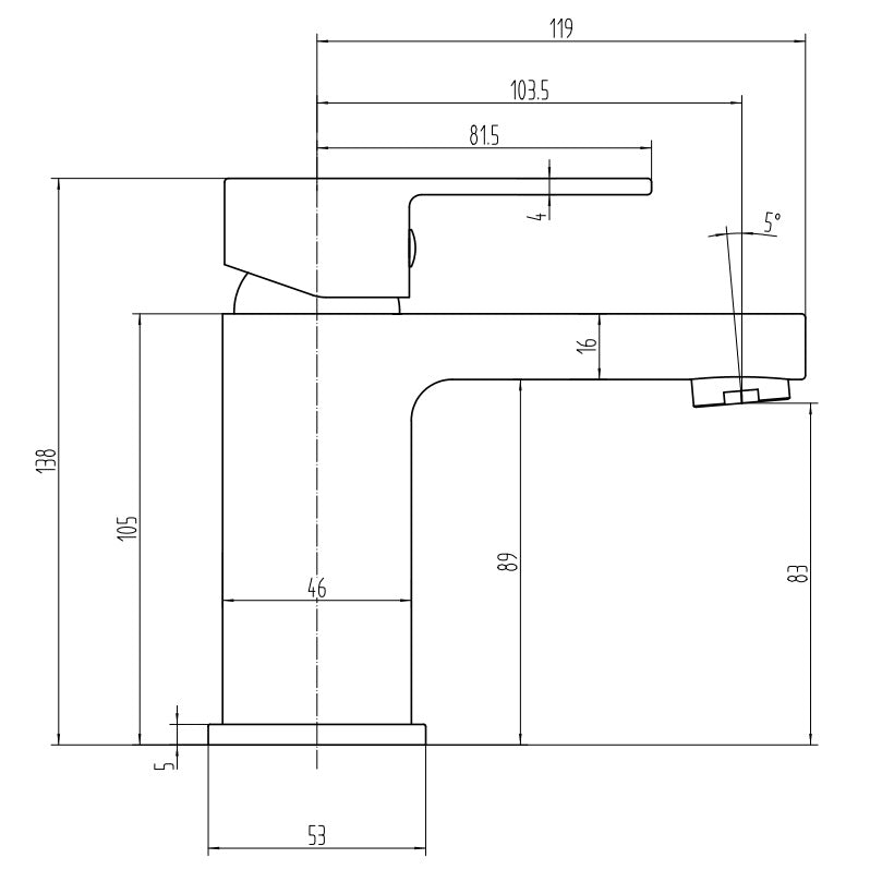 Rivato Sesia Basin Mixer with Push Button Waste