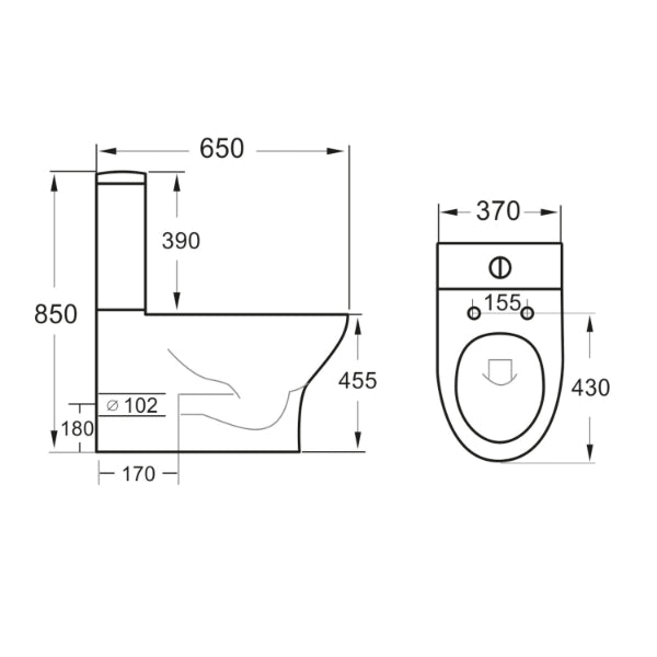 Fairford Tiene Rimless Closed Back To Wall Toilet with Slim Soft Close Seat