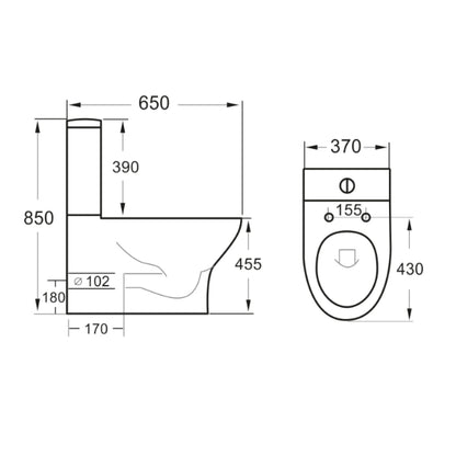 Fairford Tiene Rimless Close Coupled Toilet with Wrapover Soft Close Seat