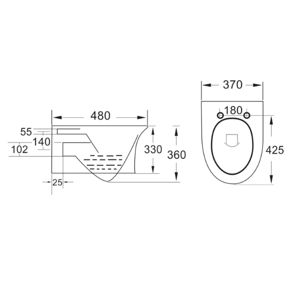 Fairford Tiene Rimless Wall Hung Toilet With Wrap Over Soft Close Seat