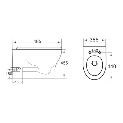 Fairford Tiene Rimless Back To Wall Toilet with Wrapover Soft Close Seat