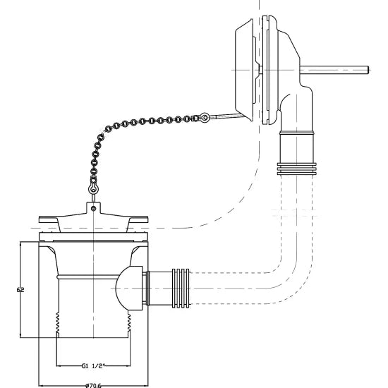 Fairford Standard Bath Waste, Brass Plug