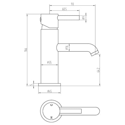 Fairford Element 5 Matt Black Basin Mixer with Push Button Waste