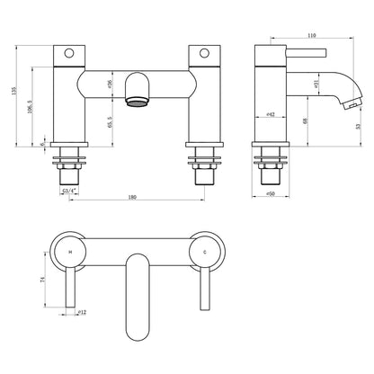 Fairford Element 5 Brushed Brass Bath Filler