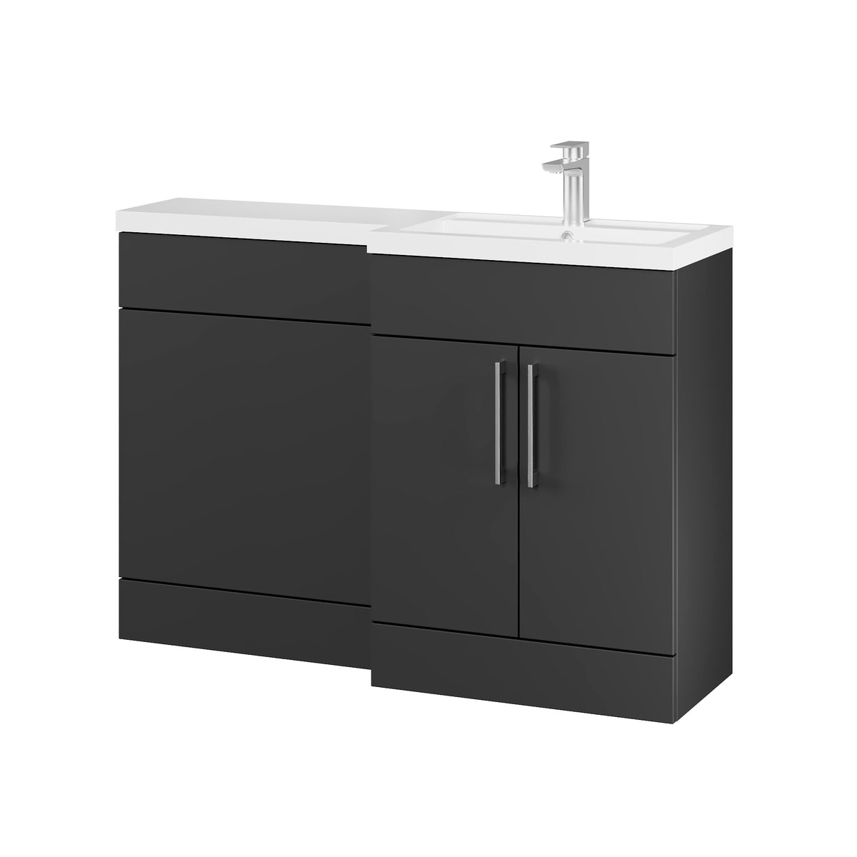 Fairford Union Style Shaker Matt Soft Black 1200mm L Shape Right Hand Combination Pack