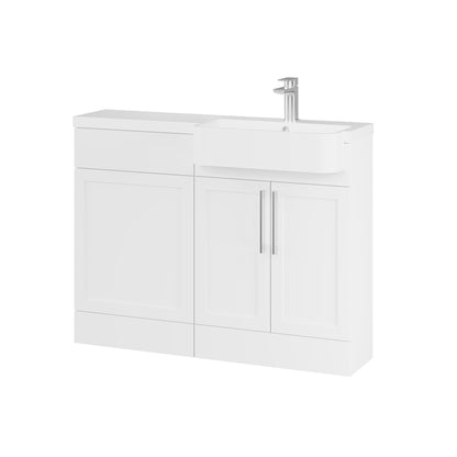 Fairford Union Style Shaker Matt White 1100mm Round Semi Recessed Basin Right Hand Combination Pack