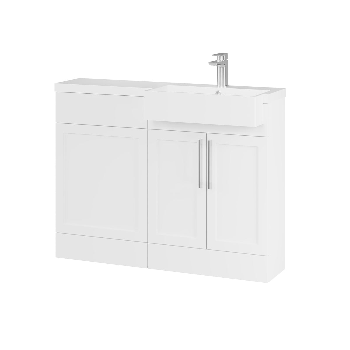 Fairford Union Style Shaker Matt White 1100mm Square Semi Recessed Basin Right Hand Combination Pack