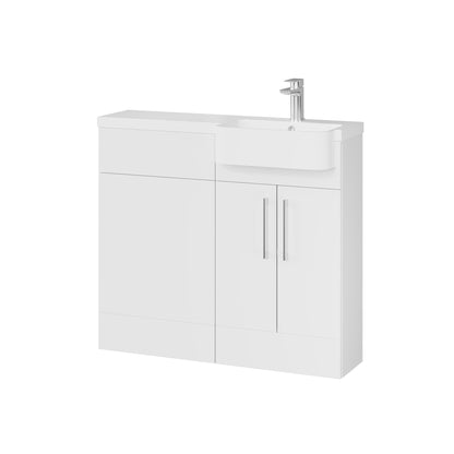 Fairford Union Gloss White 1000mm Square Semi Recessed Basin Right Hand Combination Pack