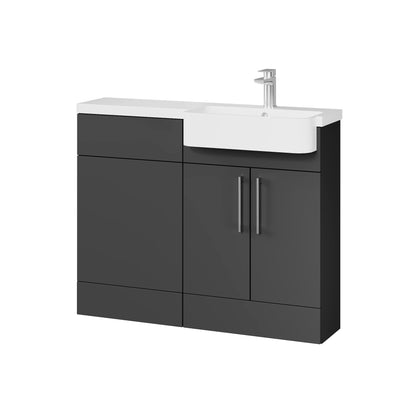 Fairford Union Gloss Grey 1100mm Square Semi Recessed Basin Right Hand Combination Pack