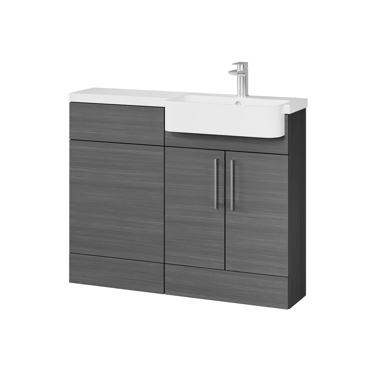 Fairford Union Anthracite Woodgrain 1100mm Square Semi Recessed Basin Right Hand Combination Pack