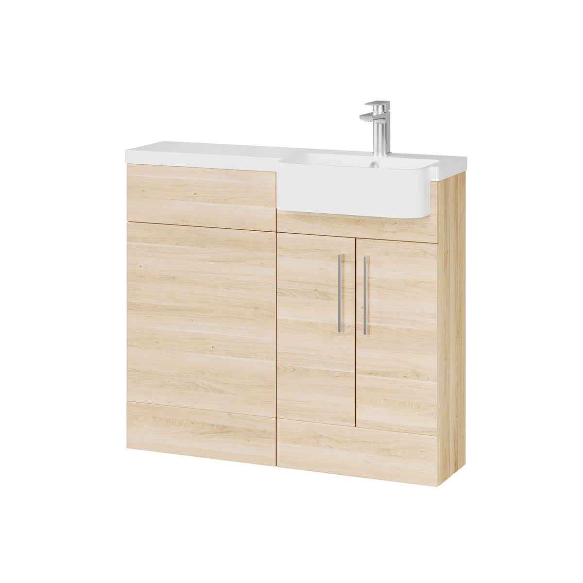 Fairford Union Light Oak 1000mm Round Semi Recessed Basin Right Hand Combination Pack